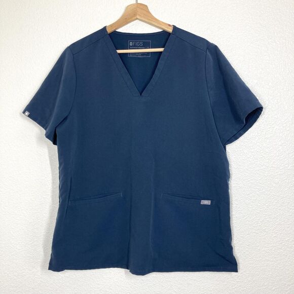 Figs Technical Collection Scrub Shirt Womens XL Blue V Neck Medical Uniform Top - Picture 1 of 11